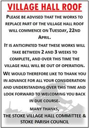 VILLAGE HALL ROOF UPDATE